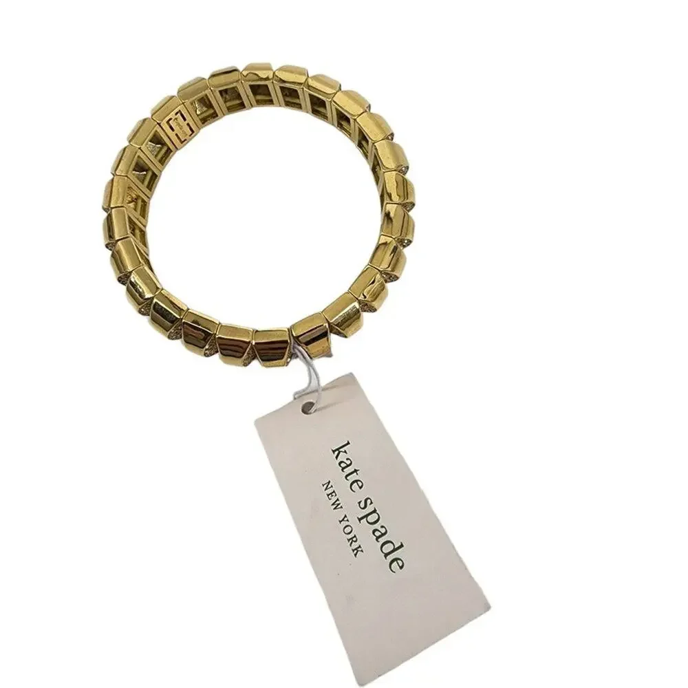 Kate Spade Sliced Scallops Rhinestone Small Metal Stretch Bracelet New